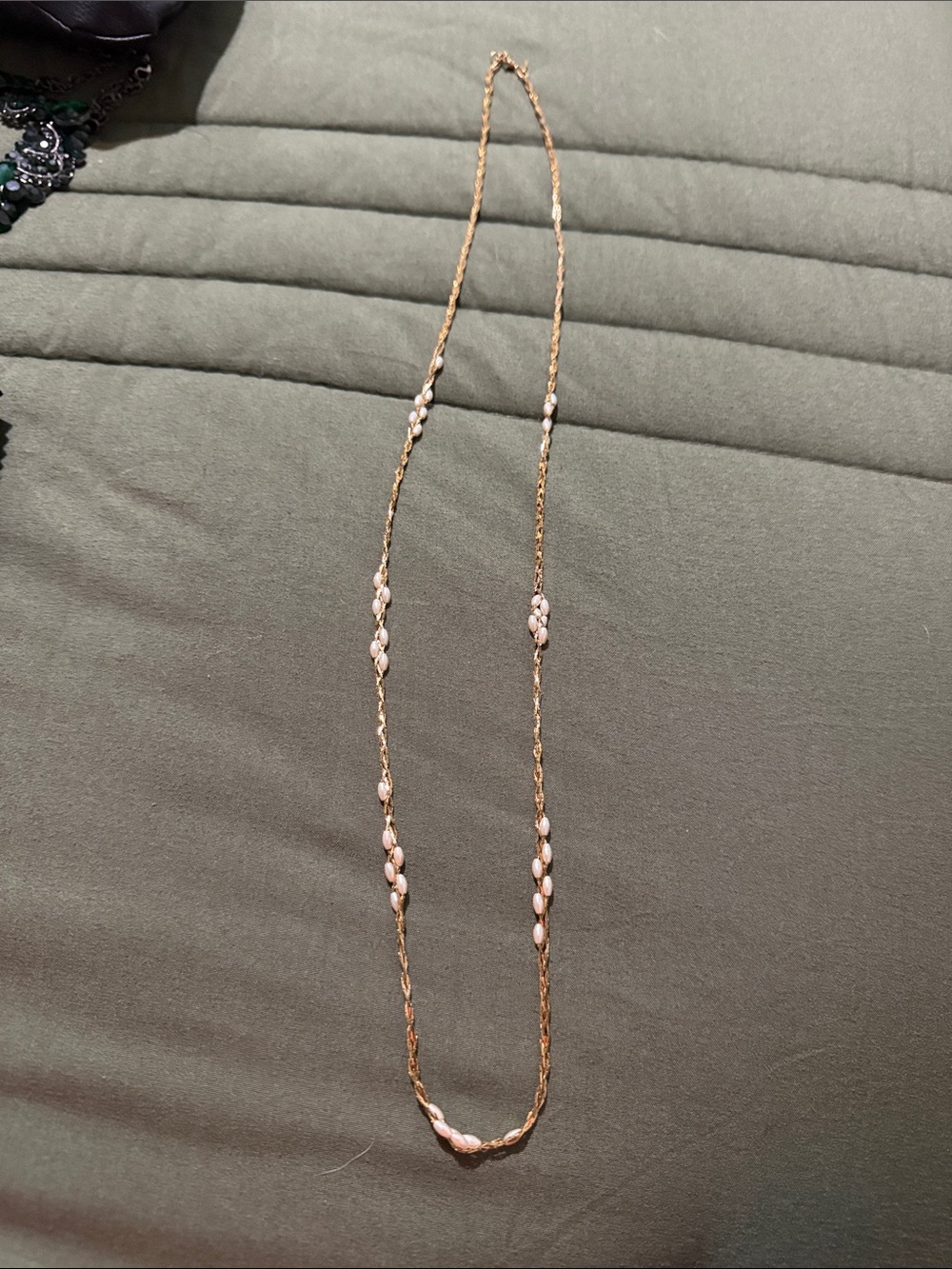 Monet Gold-Tone Necklace with Pale Pink Bead Clusters